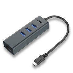 i-tec USB-C METAL HUB 3 + GLAN – USB-C hub med LAN